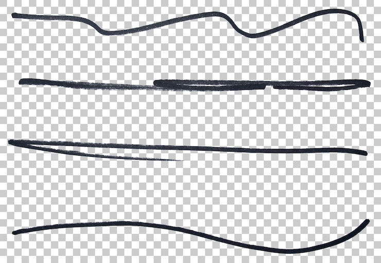 PSD 黒い手描きのマーカー ペン ストローク ライン 透明な背景 デザイン エレメント ドードル 落書き