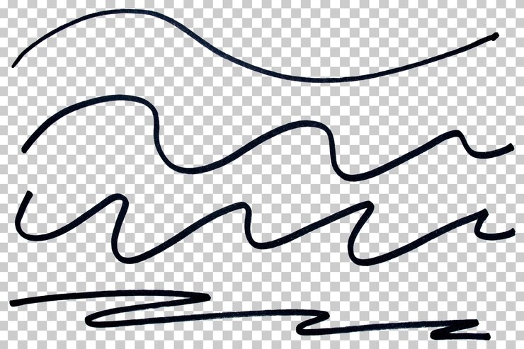 PSD 黒い手描きのマーカー ペン ストローク ライン 透明な背景 デザイン エレメント ドードル 落書き
