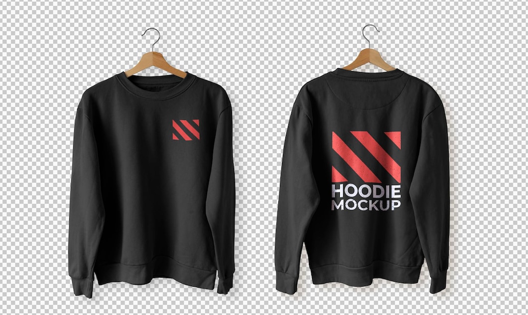 Premium PSD | Set of black hoodie front and back mockup