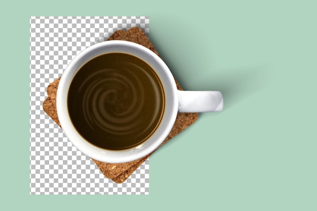 PSD set of black hot coffee with flat style isolated on green background