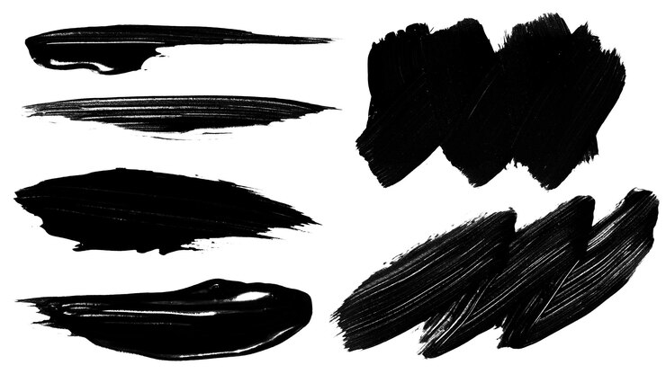 PSD set of black paint strokes on blank background
