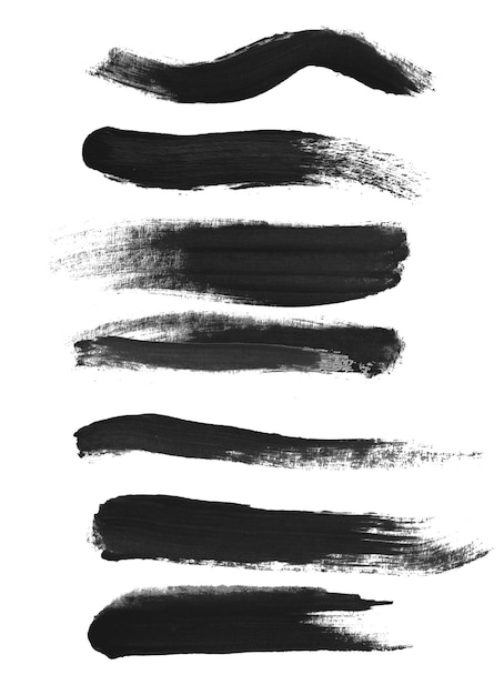 Set of black smears or lines on an empty background