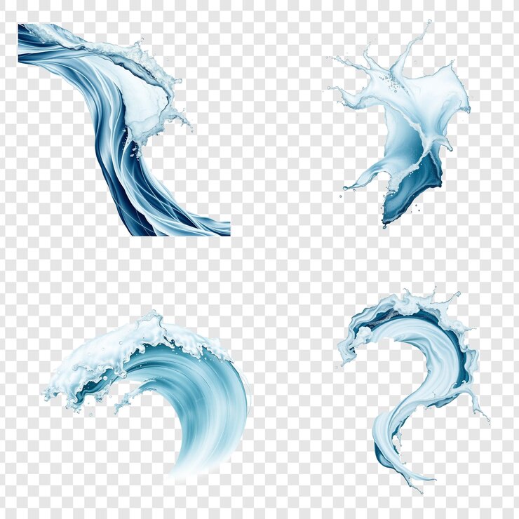 PSD set of blue and gray water splashes