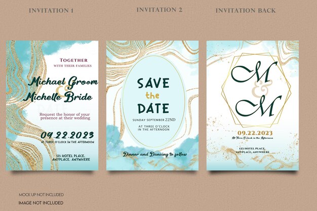 a set of brochures for a wedding reception.