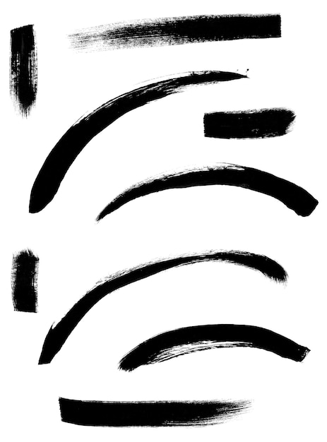 Set of brush strokes Brushwork brushstroke Collection of brush handdrawn graphic elements Water