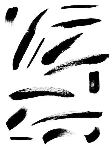 Set of brush strokes Brushwork brushstroke Collection of brush handdrawn graphic elements Water