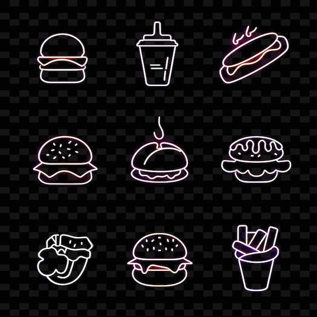 PSD a set of burgers with different shapes and lines