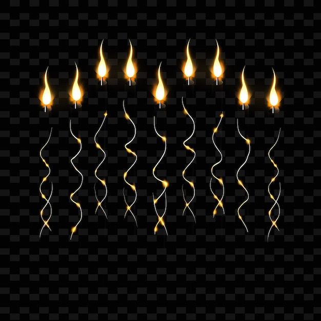 A set of burning candles on a transparent background