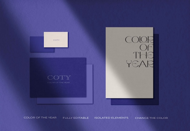 Set of business stationery in the color of the year 2022