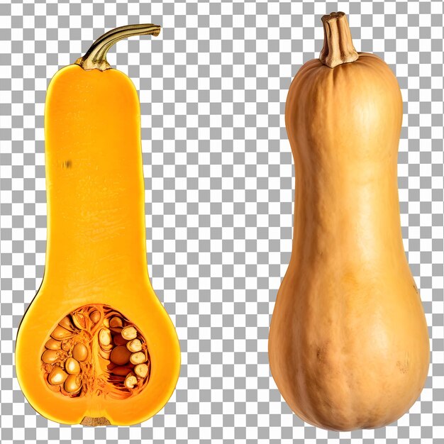 Set butternut squash on isolated transparent background