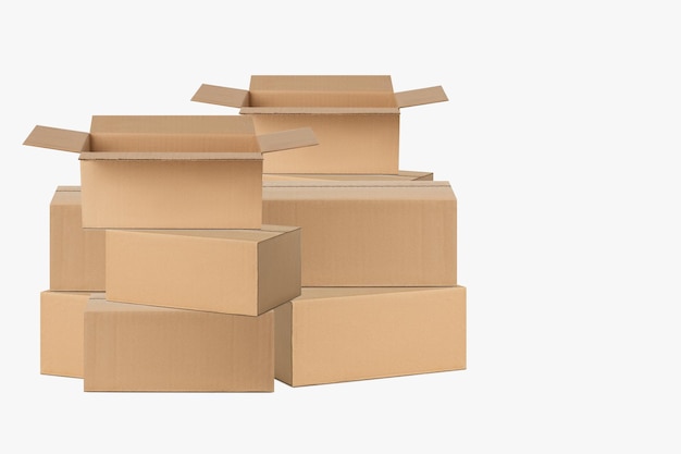 PSD set of cardboard boxes on light background