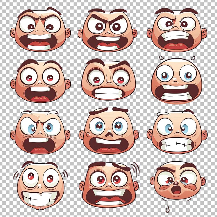 PSD a set of cartoon characters with faces and faces