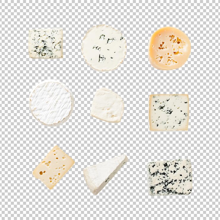 PSD 在白色透明背景上孤立的奶酪系列套件 优质psd