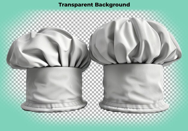 Set of chef hats isolated on transparent background
