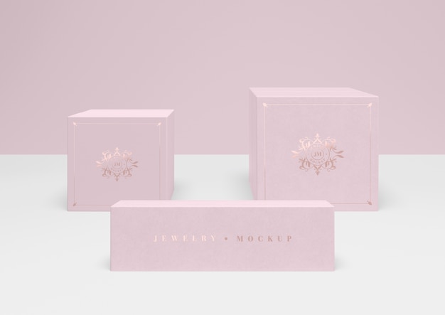 PSD set of closed pink jewellery boxes