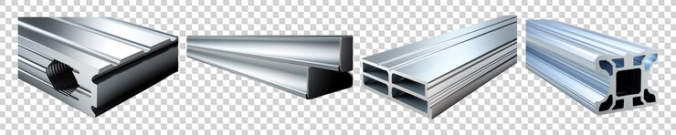 PSD set collection of aluminum section on a transparent background