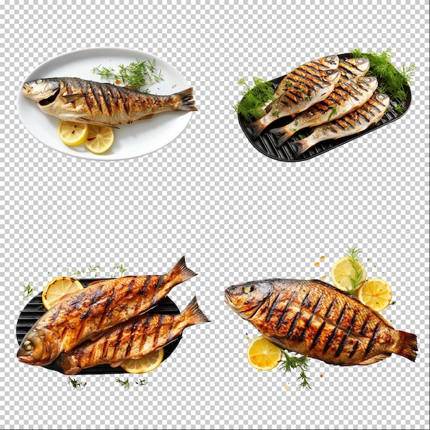 Set collection grilled fish artificial intelligence generative