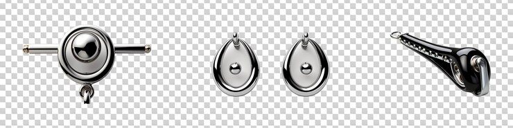 PSD set collection of hook eye fastener isolated on transparent background