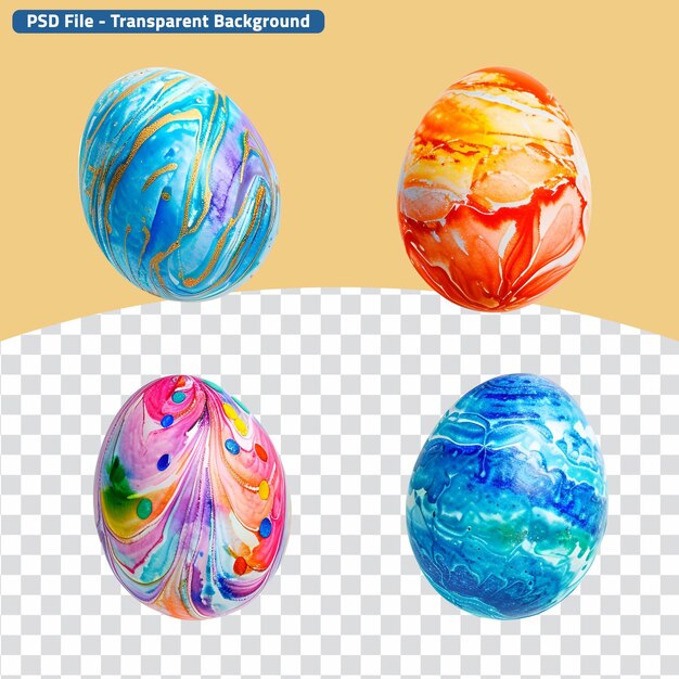 PSD set of colorful abstract decorated easter eggs ornate easter egg