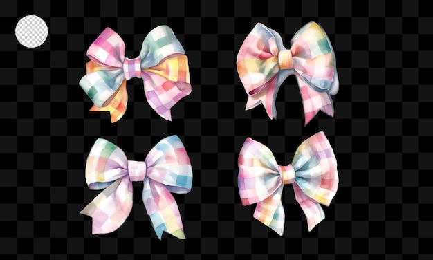 PSD a set of colorful bows on a transparent background