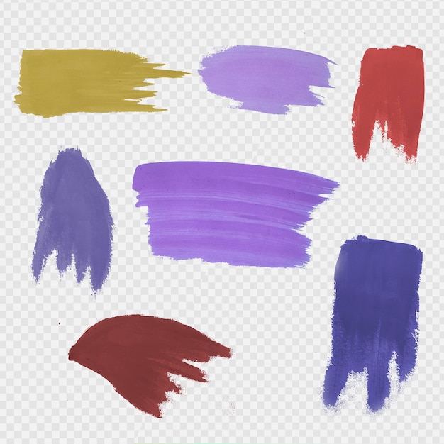 PSD set of colorful brush strokes lines hand painted design elements