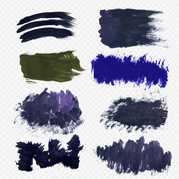 PSD set of colorful brush strokes lines hand painted design elements