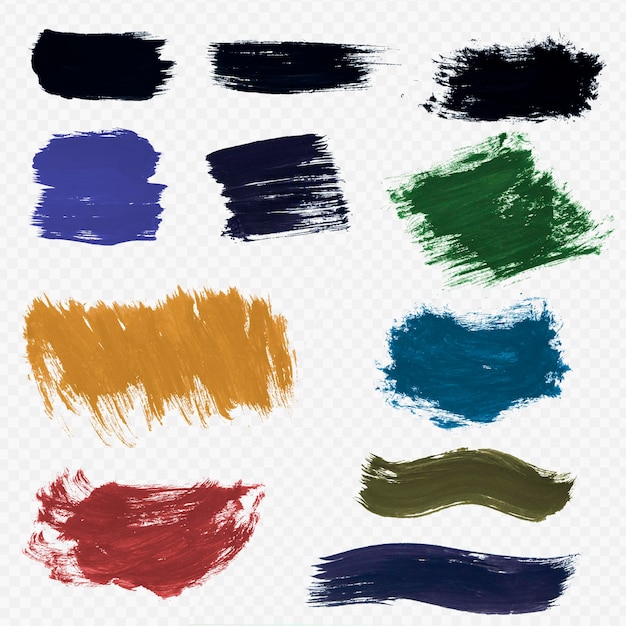 PSD set of colorful brush strokes lines hand painted design elements