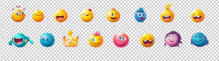PSD a set of colorful buttons with the word happy on them