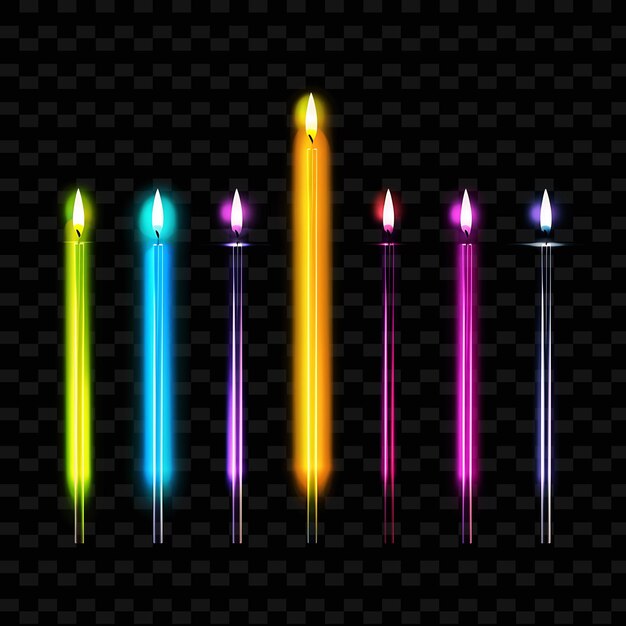 PSD a set of colorful candles on a black background