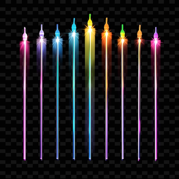 PSD un set di candele colorate con uno sfondo nero con un disegno di colori brillanti