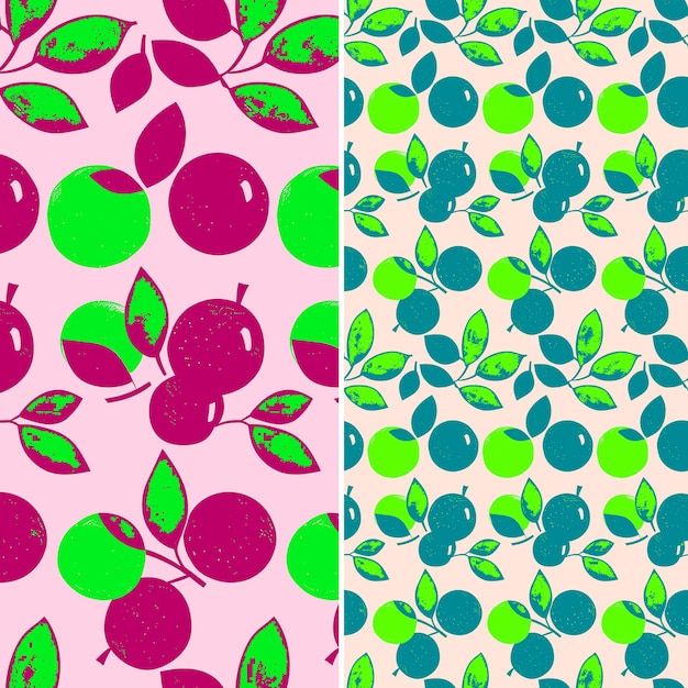 PSD a set of colorful cherrys with green and pink on them