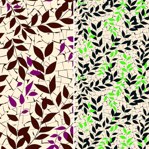 PSD a set of colorful floral patterns with leaves and branches