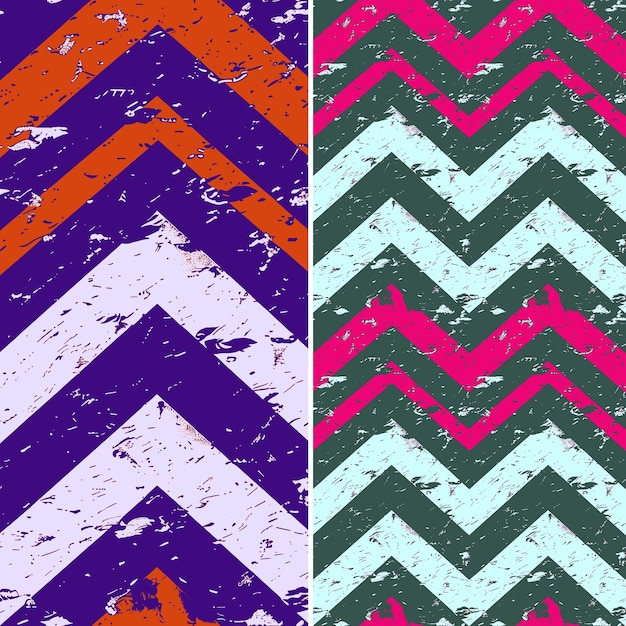 A set of colorful geometric designs with a pink and blue background