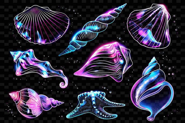 A set of colorful jellyfish and jellyfish