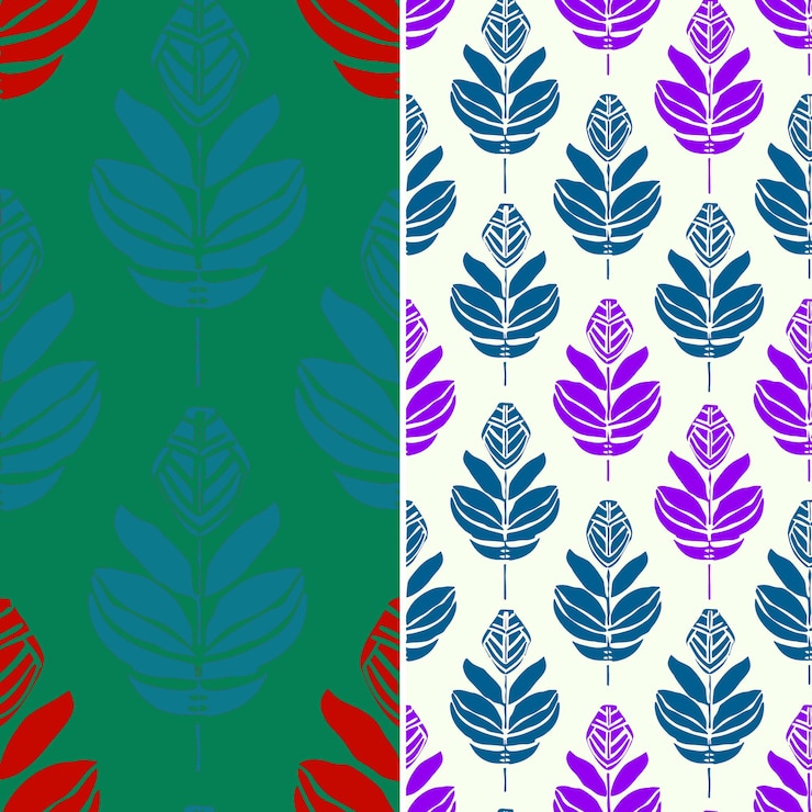 PSD a set of colorful leaves on a green background