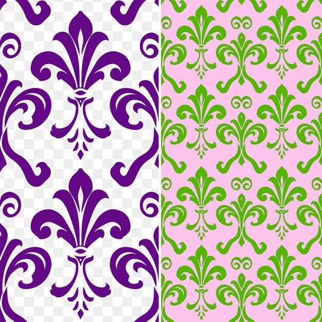 PSD a set of colorful patterns with different designs of purple green and purple