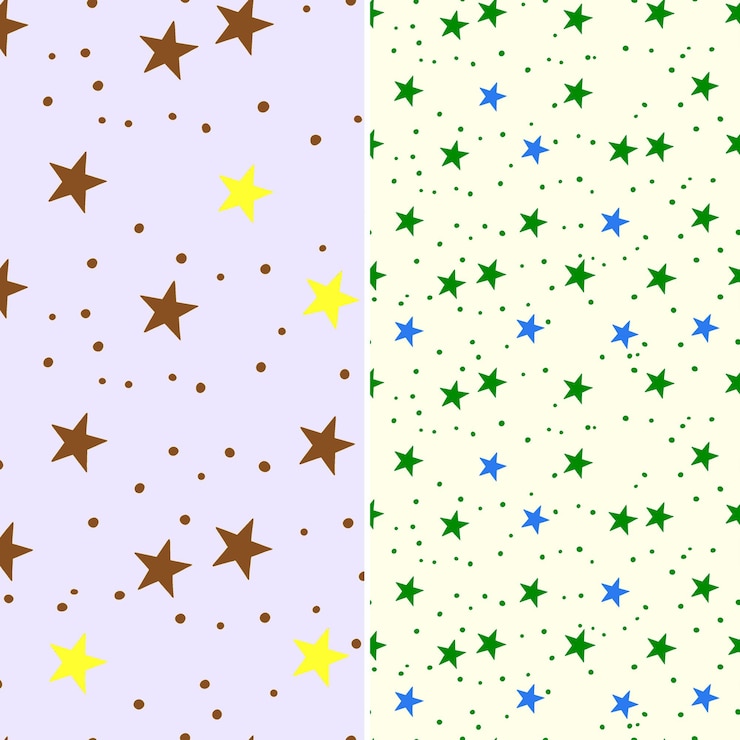 PSD 金色の星と点を持つカラフルなパターンのセット