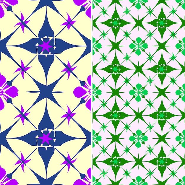 PSD a set of colorful squares with a pattern of flowers in purple and green