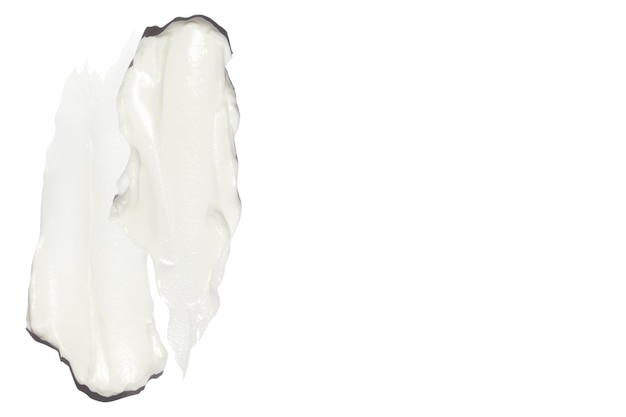 PSD composizione impostata di crema per i colpi cosmetici su uno sfondo bianco