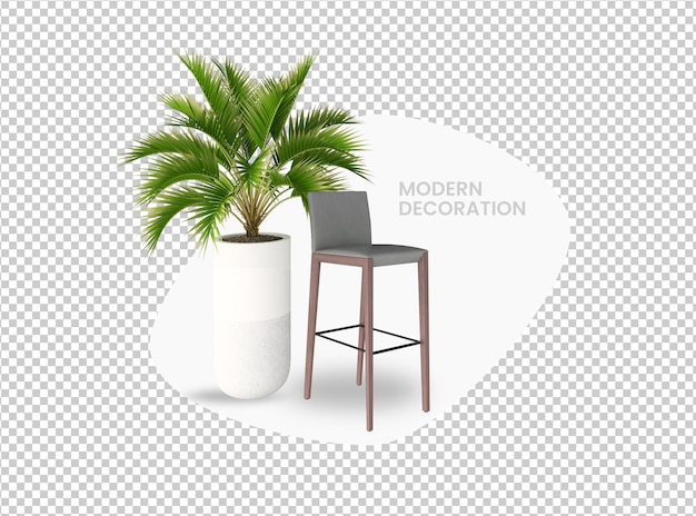 Set decoration sofa and potted plant