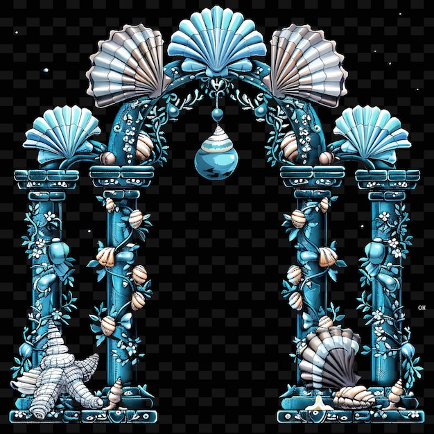 PSD a set of decorative columns with the word  the name of the sea