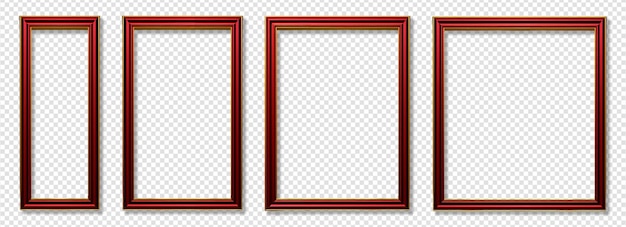 PSD set of decorative vintage red frames in square shapes from small to large