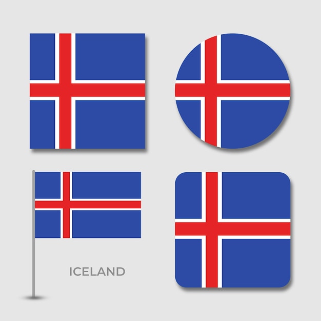 PSD set design flags of iceland template