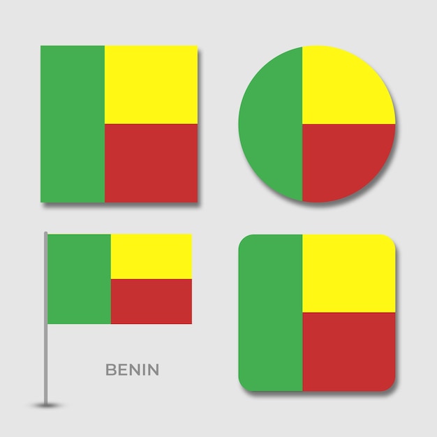 PSD Установить дизайн флагов бенина редактируемый фотошоп