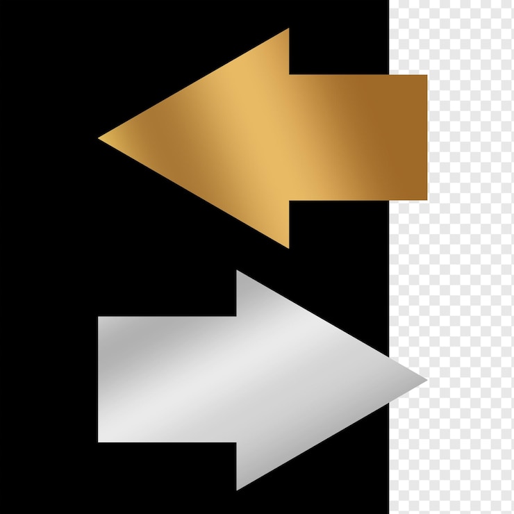PSD set design silver luxury arrow symbol element gold