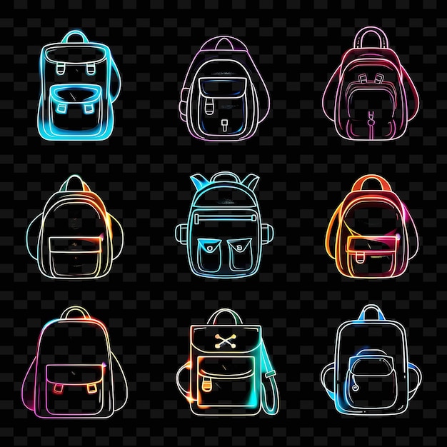 PSD a set of different backpacks for kids