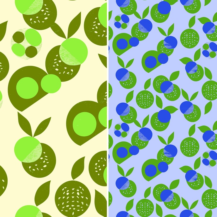 PSD a set of different colored fruits with green leaves and blueberries