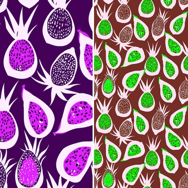 PSD a set of different colored fruits with purple and green colors