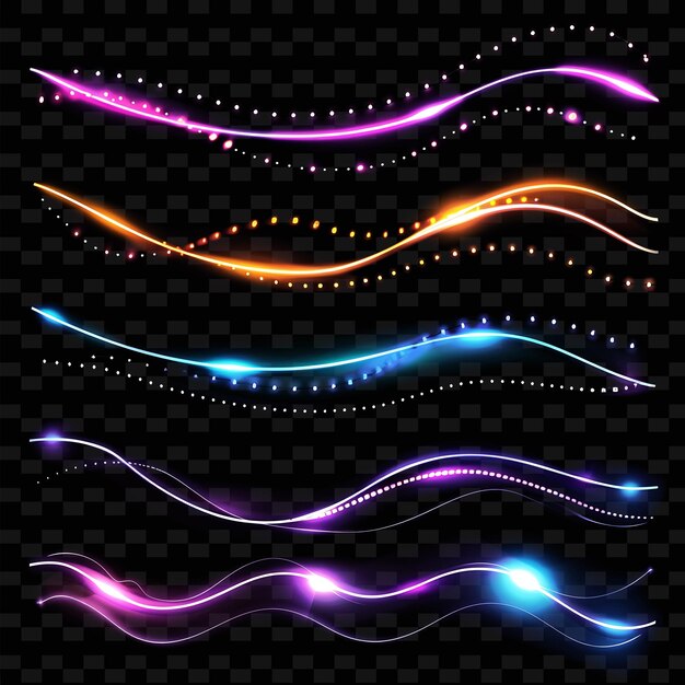 PSD a set of different colored waves with the light on them