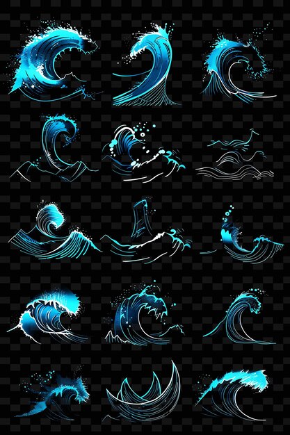 PSD a set of different designs with the word sea on them